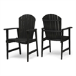 Pemberly Row Outdoor Dining Chair Set of 2 Adirondack in Dark Gray Acacia Wood