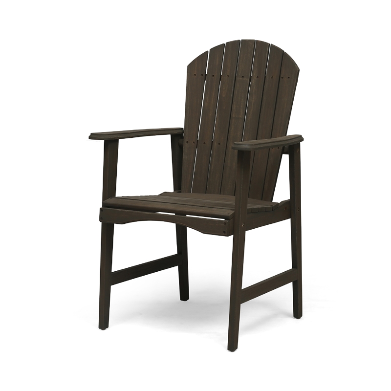 Pemberly Row Outdoor Dining Chair Set of 2 Adirondack in Taupe Gray Acacia Wood