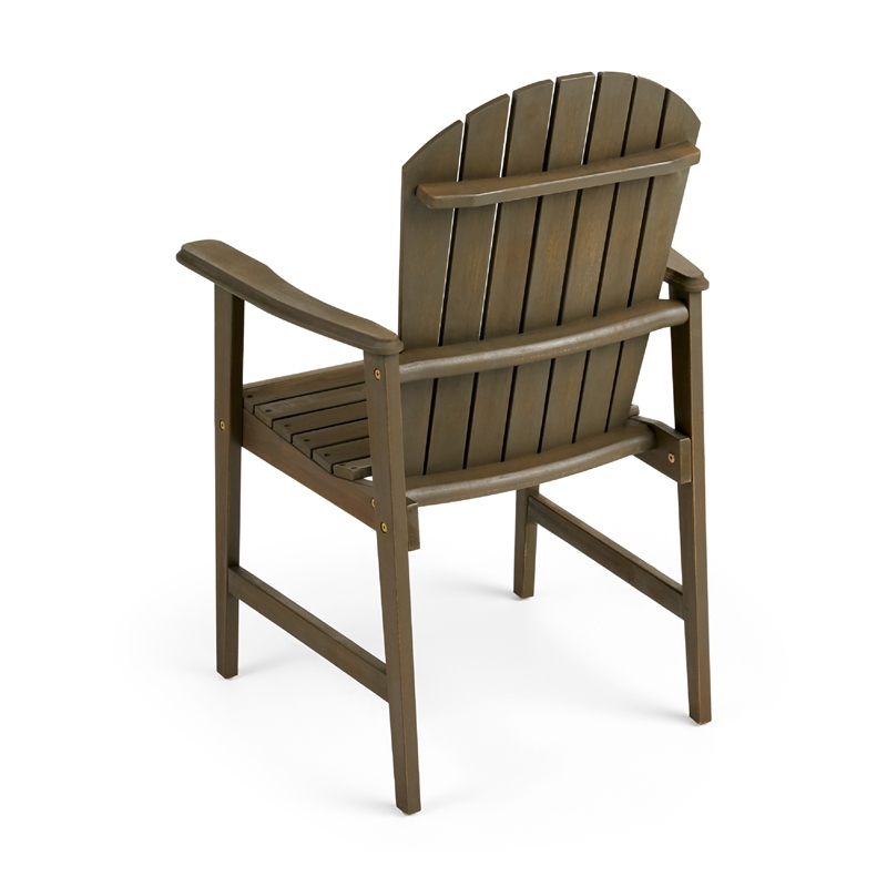 Pemberly Row Outdoor Dining Chair Set of 2 Adirondack in Taupe Gray Acacia Wood