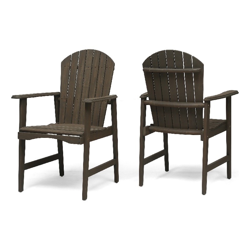 Pemberly Row Outdoor Dining Chair Set of 2 Adirondack in Taupe Gray Acacia Wood