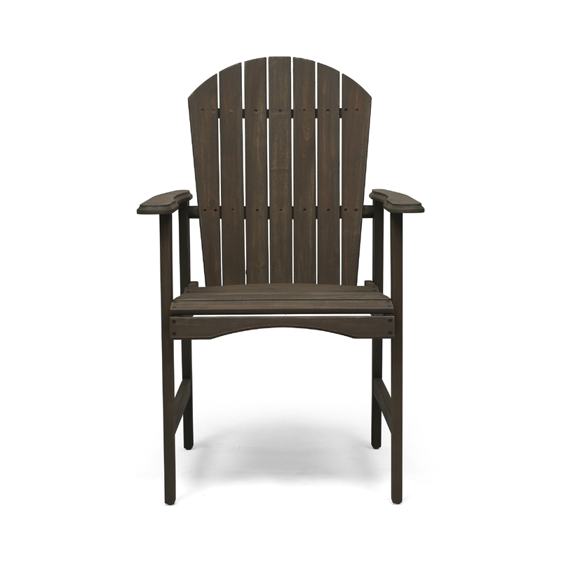 Pemberly Row Outdoor Dining Chair Set of 2 Adirondack in Taupe Gray Acacia Wood