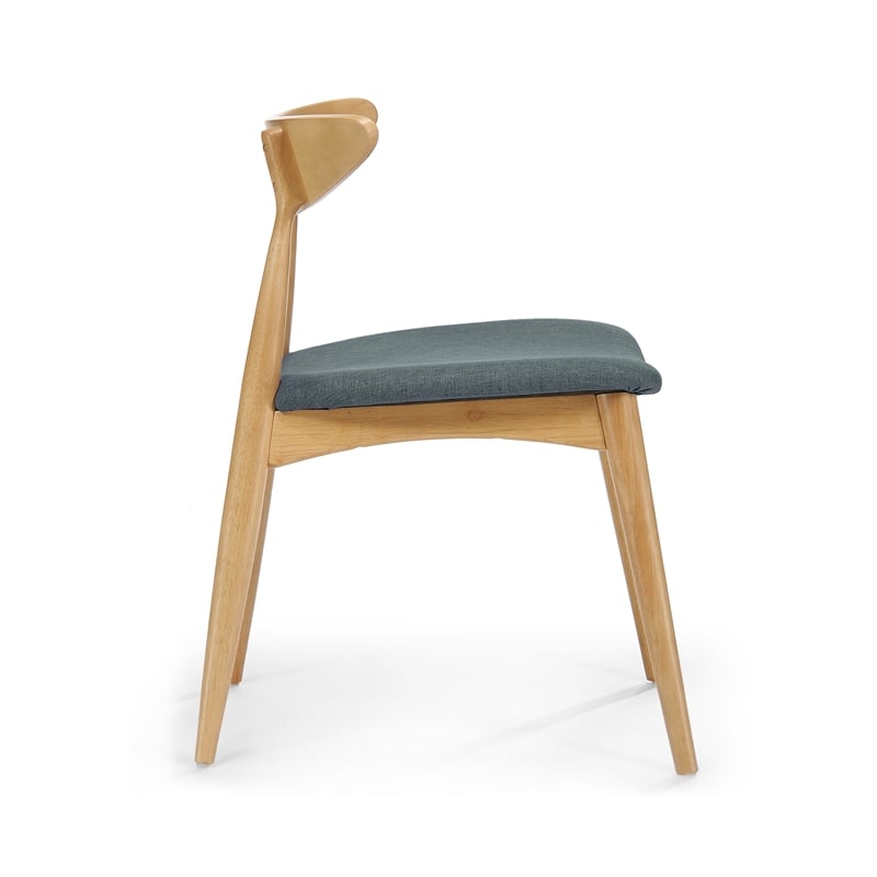 Pemberly Row Dining Chair Set of 2 Curved Dark Gray Padded in Natural Brown