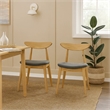 Pemberly Row Dining Chair Set of 2 Curved Dark Gray Padded in Natural Brown