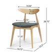 Pemberly Row Dining Chair Set of 2 Curved Dark Gray Padded in Natural Brown