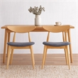 Pemberly Row Dining Chair Set of 2 Curved Dark Gray Padded in Natural Brown