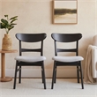 Pemberly Row Dining Chair Set of 2 Curved Open Back Gray Padded Seat in Black