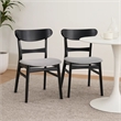 Pemberly Row Dining Chair Set of 2 Curved Open Back Gray Padded Seat in Black