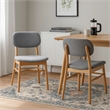 Pemberly Row Side Chair Set of 2 Gray Padded Back and Seat Natural Brown