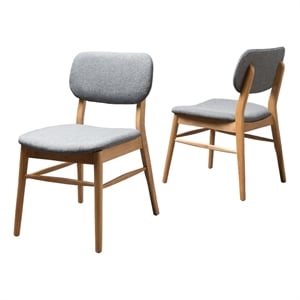 Pemberly Row Side Chair Set of 2 Gray Padded Back and Seat Natural Brown