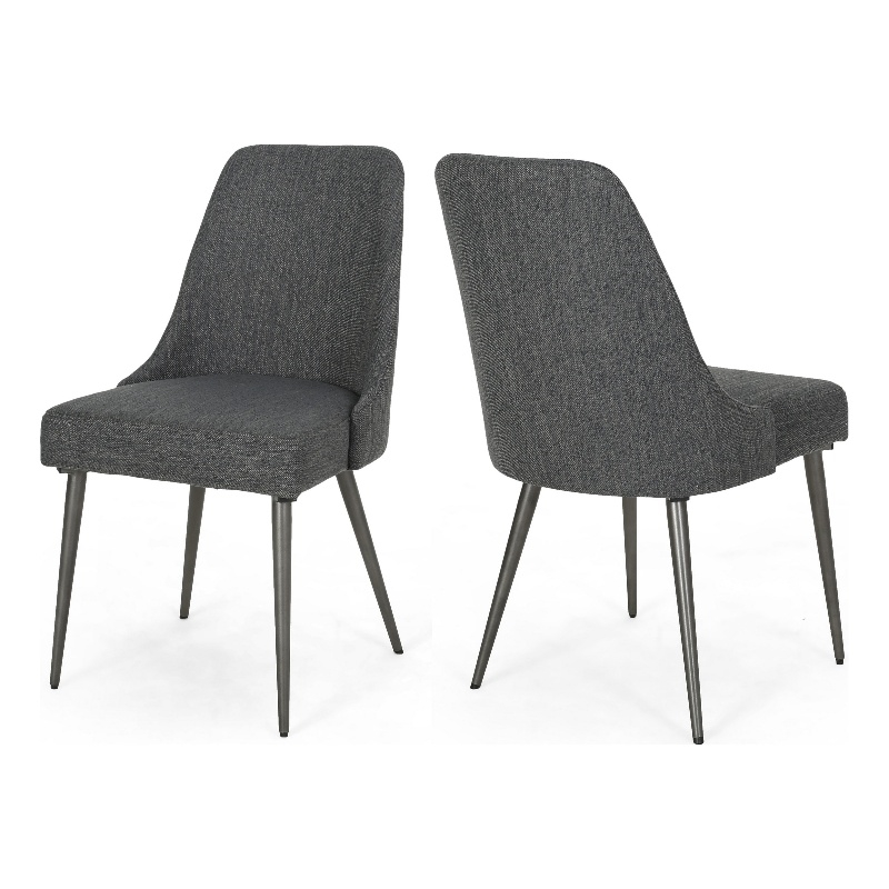 Pemberly Row Side Chair Set of 2 Smooth Textured Gray Fabric Armless Design