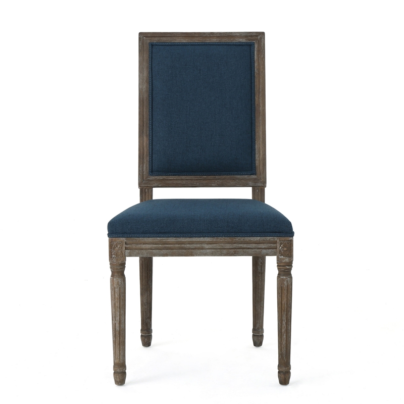 Pemberly Row Side Chair Set of 2 Traditional Style in Navy Blue Polyester