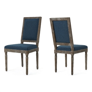 Pemberly Row Side Chair Set of 2 Traditional Style in Navy Blue Polyester