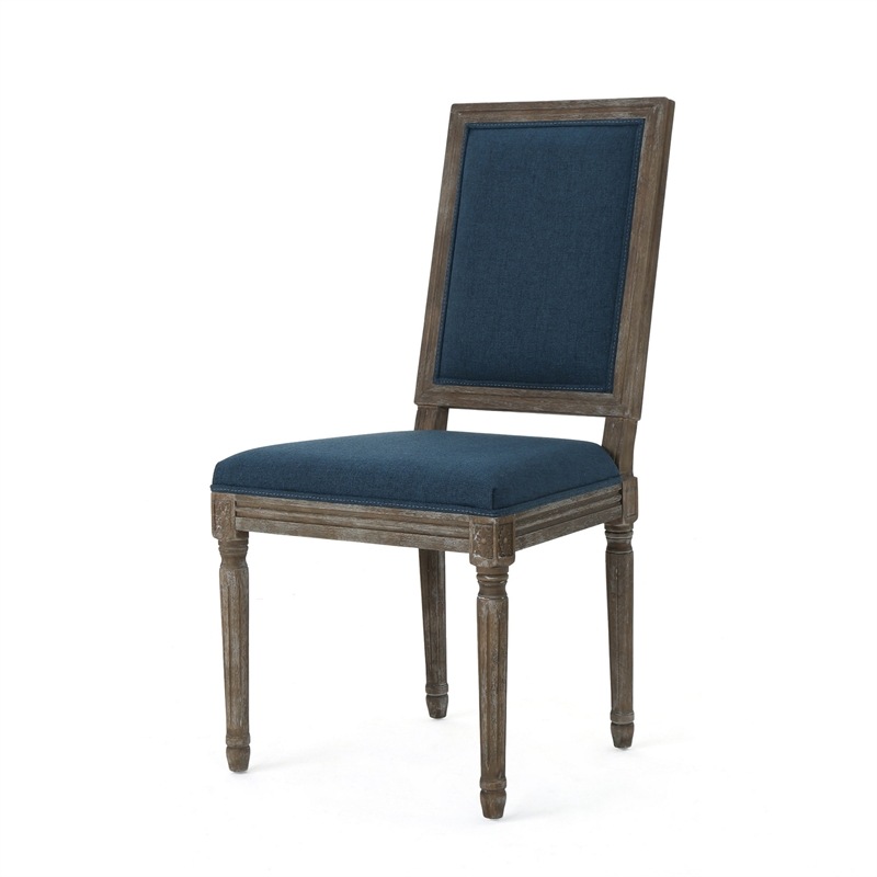 Pemberly Row Side Chair Set of 2 Traditional Style in Navy Blue Polyester