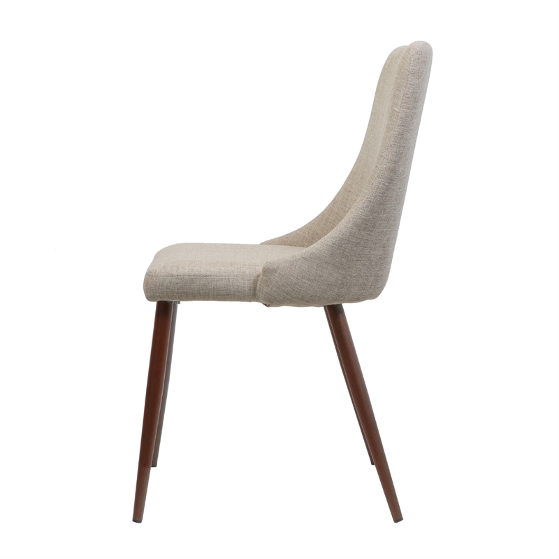 Pemberly Row Side Chair Set of 2 in Wheat Brown Fabric Tapered Iron Legs