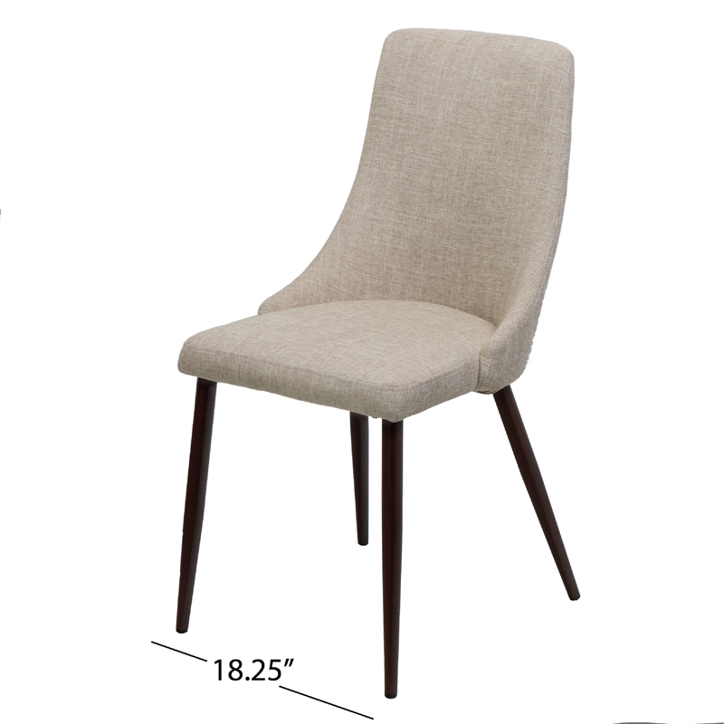 Pemberly Row Side Chair Set of 2 in Wheat Brown Fabric Tapered Iron Legs