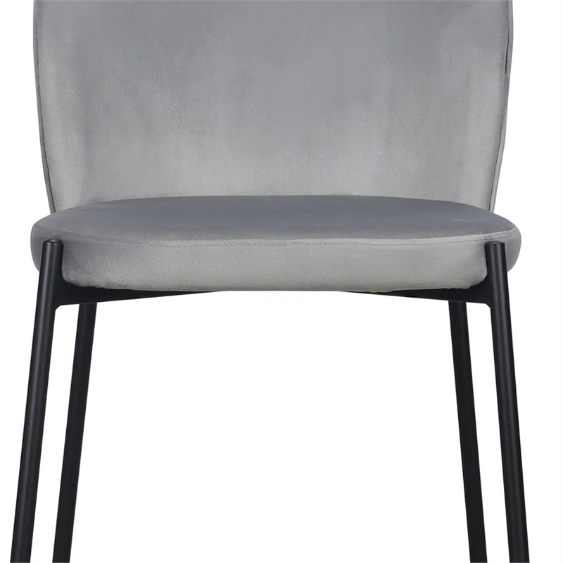 Pemberly Row Chair Set of 2 in Classic Gray Fabric with Sleek Black Metal Legs