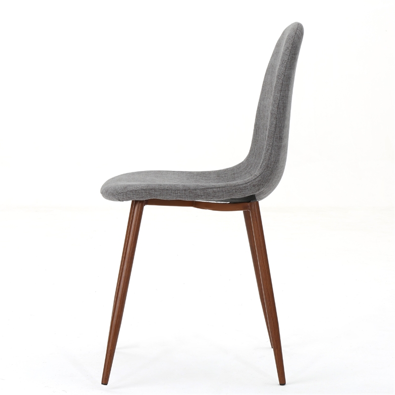 Pemberly Row Chair Set of 2 Light Gray Seat and Back Cushion Brown Metal Legs