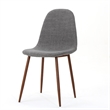 Pemberly Row Chair Set of 2 Light Gray Seat and Back Cushion Brown Metal Legs
