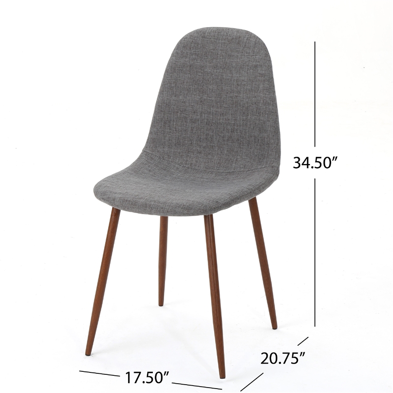Pemberly Row Chair Set of 2 Light Gray Seat and Back Cushion Brown Metal Legs