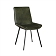 Pemberly Row Dining Chair Set of 2 with Rich Green Goat Leather Black Iron