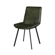Pemberly Row Dining Chair Set of 2 with Rich Green Goat Leather Black Iron