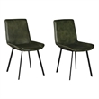 Pemberly Row Dining Chair Set of 2 with Rich Green Goat Leather Black Iron