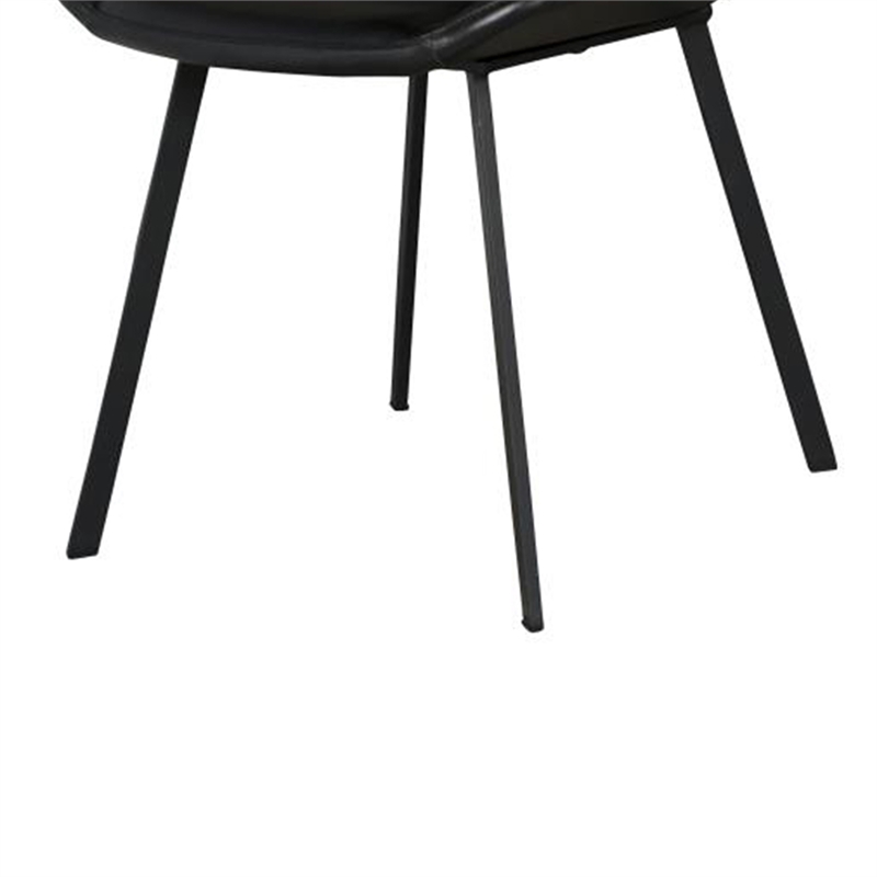 Pemberly Row Dining Chair Set of 2 with Dark Gray Goat Leather Black Iron