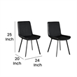 Pemberly Row Dining Chair Set of 2 with Dark Gray Goat Leather Black Iron