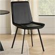 Pemberly Row Dining Chair Set of 2 with Dark Gray Goat Leather Black Iron