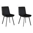 Pemberly Row Dining Chair Set of 2 with Dark Gray Goat Leather Black Iron