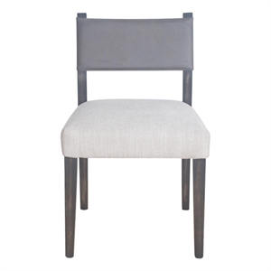 Pemberly Row Dining Side Chair Set of 2 in Ash Gray Fabric Blackwash Frame