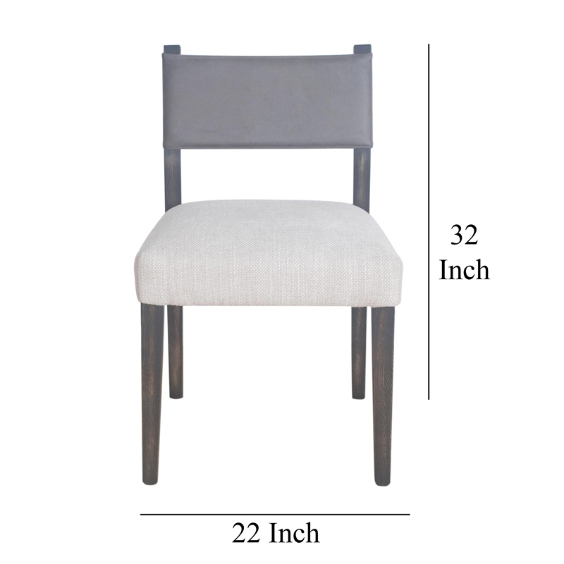 Pemberly Row Dining Side Chair Set of 2 in Ash Gray Fabric Blackwash Frame