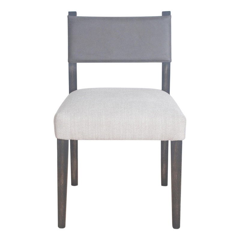 Pemberly Row Dining Side Chair Set of 2 in Ash Gray Fabric Blackwash Frame
