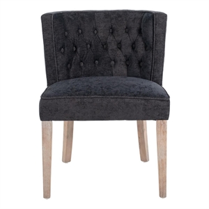 Pemberly Row Dining Side Chair Set of 2 in Dark Gray Natural Brown Solid Wood