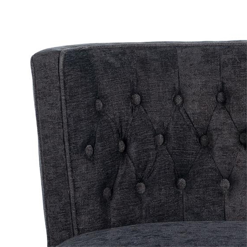 Pemberly Row Dining Side Chair Set of 2 in Dark Gray Natural Brown Solid Wood