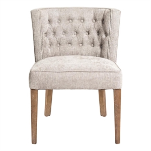Pemberly Row Dining Side Chair Set of 2 Light Gray Fabric Brown Solid Wood