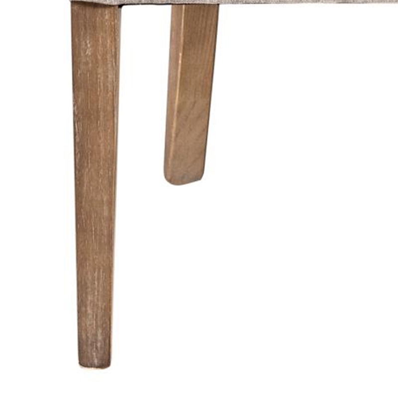 Pemberly Row Dining Side Chair Set of 2 Light Gray Fabric Brown Solid Wood