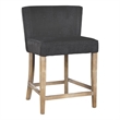 Pemberly Row Counter Stool Chair Soft Dark Gray Fabric Graywash Solid Wood