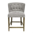 Pemberly Row Counter Stool Chair Soft Light Gray Fabric Graywash Solid Wood