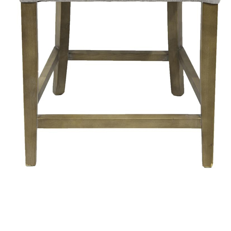 Pemberly Row Counter Stool Chair Soft Light Gray Fabric Graywash Solid Wood