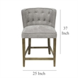 Pemberly Row Counter Stool Chair Soft Light Gray Fabric Graywash Solid Wood