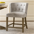 Pemberly Row Counter Stool Chair Soft Light Gray Fabric Graywash Solid Wood