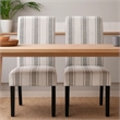Pemberly Row Chair Set of 2 Retro Style Armless Design White Gray Stripes
