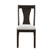 Pemberly Row Dining Chair Set of 2 in Beige Fabric Cushion Dark Brown Wood