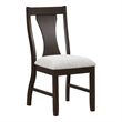 Pemberly Row Dining Chair Set of 2 in Beige Fabric Cushion Dark Brown Wood