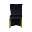 Pemberly Row Dining Chair Set of 2 Retro Midnight Black Velvet Gold Metal Legs