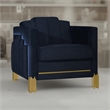 Pemberly Row Accent Chair in Black Velvet with Blue LED Lights Gold Metal Legs