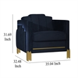 Pemberly Row Accent Chair in Black Velvet with Blue LED Lights Gold Metal Legs