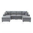 Pemberly Row U Sectional Sofa Chaise Armless Chair Set 2 Pillows in Fog Gray
