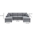 Pemberly Row U Sectional Sofa Chaise Armless Chair Set 2 Pillows in Fog Gray